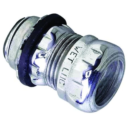 Halex EMT Connector, 1/2 in, Liquid-Tight, Steel, Electro Zinc Plated 26250
